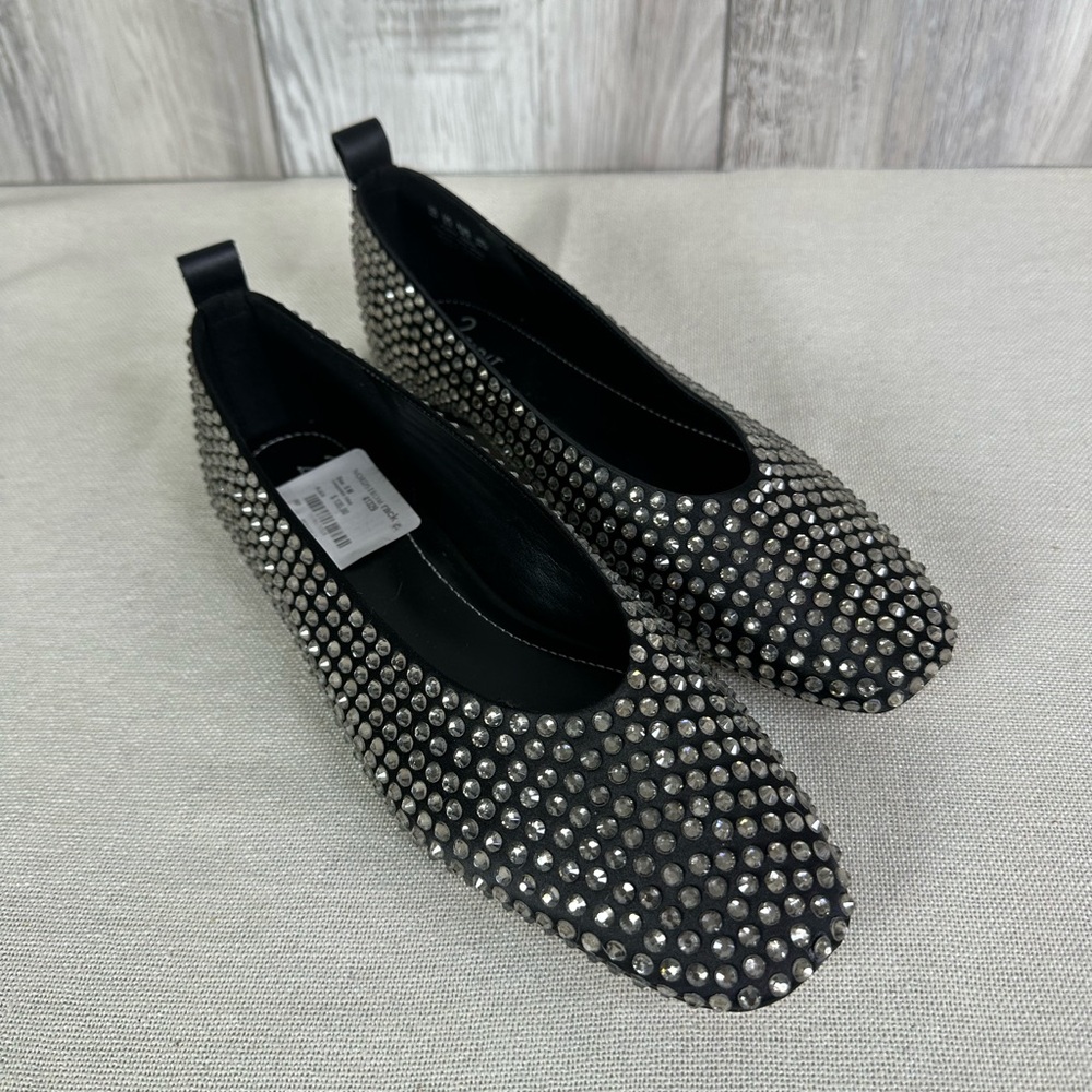 Women’s Nordstrom Studded Black Flats with Silver Details